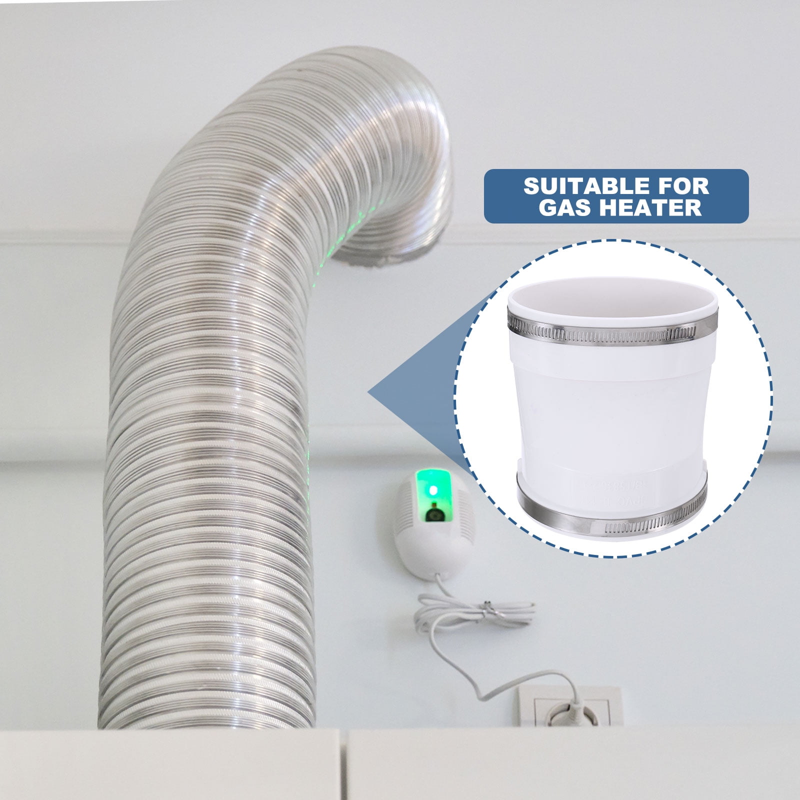 Uxcell Duct Adapter Round to Oval, Oval Recessed Dryer Vent Hose Connector Adapter with Stainless Steel Clamp, White