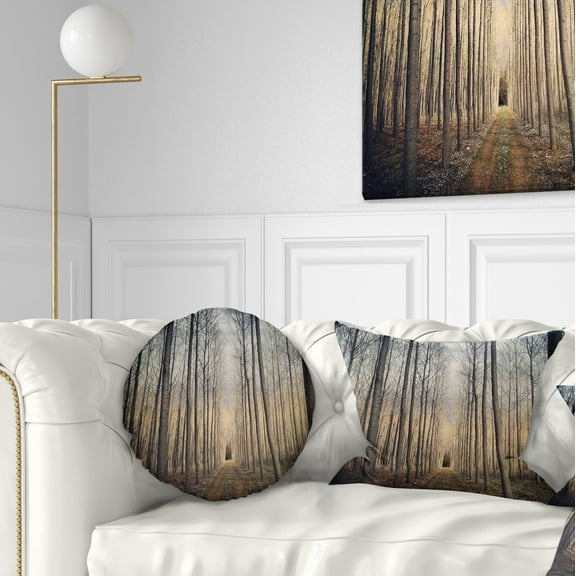 Designart Thick Forest of Poplars at Sunset - Forest Throw Pillow - 12x20