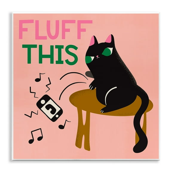 Stupell Industries Fluff This Angry Cat Animals & Insects Painting Unframed Art Print Wall Art, 12 x 12
