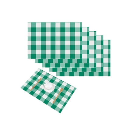 

Cotton Placemats Buffalo Checks Boho placemats Classic Farmhouse 13x18 Inch/33x48 cms Ribbed Place Mats placemats Set of 6 Washable Easy to Clean Green/White by Lushomes