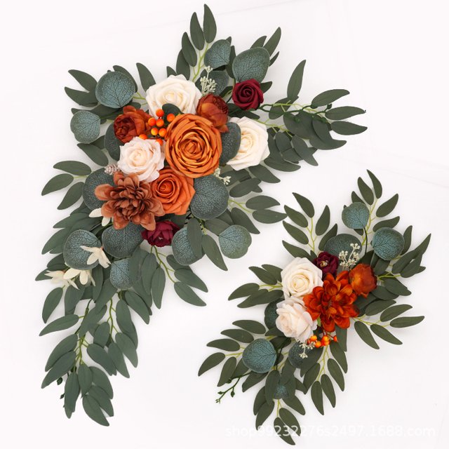 Letrero de bienvenida para boda, arte floral, simulación de arco de flores, dintel de flores, mesa de flores, fotografía de flores, decoración, suministros para bodas