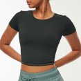 thumbnail image 4 of Camiseta deportiva para mujer Crop Top Bodycon O cuello manga corta, 4 of 8