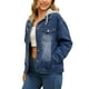 thumbnail image 4 of CHAQUETA DE DENIM PARA MUJERES INSPIRE CHIC CON CAPUCHA, DESESTRUCTURADA, DE MANGA LARGA, CON BOTONES Y CAPUCHA DESMONTABLE, TAMAÑO M, AZUL OSCURO, 4 of 5