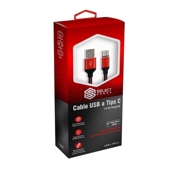 Cable Select Power USB C 1 m Rojo C-SP