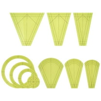 1 Set 10Pcs Acrylic Quilting Template Ruler Yellow Green Acrylic Sewing Patchwork Ruler Sets Trapezoid Fan Round Ring Quilt Rulers for Cutting Pattern Sewing Making Clothing DIY Sewing Supplies