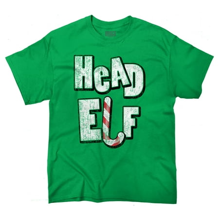 Head Elf Candy Cane Christmas Gifts Funny Shirts Gift Ideas T-Shirt Tee by Brisco Brands