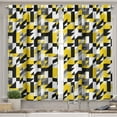 thumbnail image 2 of Ambesonne Yellow White Valance & Curtain, Squares and Houndstooh, 55"x36", Yellow Grey Black, 2 of 7