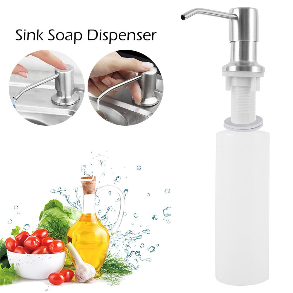 Distributeur De Savon Intégré, Distributeur De Savon D'évier En Acier Inoxydable Avec Bouteille De 500 Ml Et Tube Rallonge De 1 M Argent 96709913
