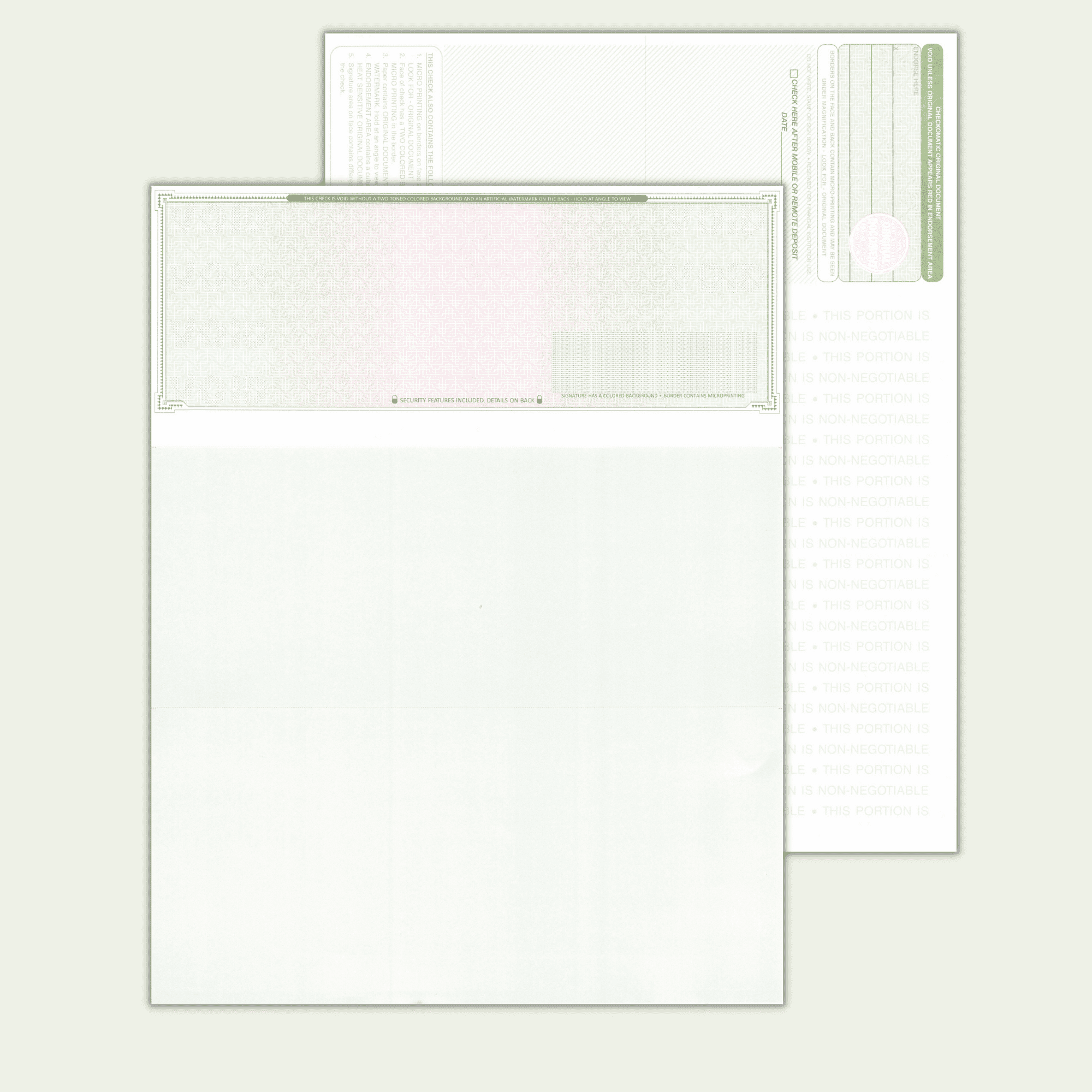 Compuchecks 50 High Security Blank Check Top - Green Red Mazed - Computer Voucher Checks Compatible with QuickBooks And Any laser Or Inkjet Printer