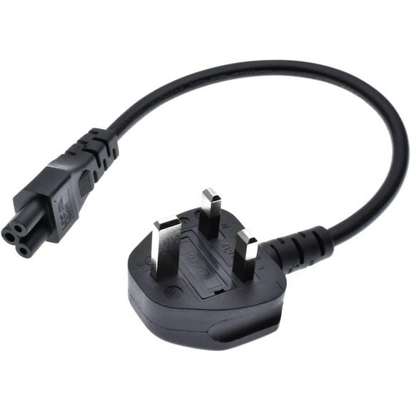 Toptekits UK to C5,UK Plug BS1363 13A 3Pin Male to IEC320 C5 Micky Cloverleaf Short AC Power Cable Cord 1ft for Laptop AC Power Adapter (UK to C5)