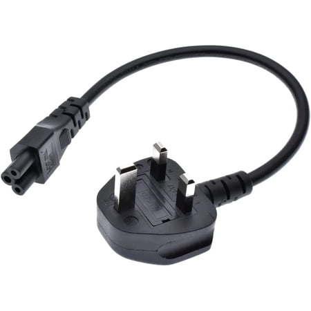 Toptekits UK to C5 UK Plug BS1363 13A 3Pin Male to IEC320 C5 Micky Cloverleaf Short AC Power Cable Cord 1ft for Laptop AC Power Adapter (UK to C5)