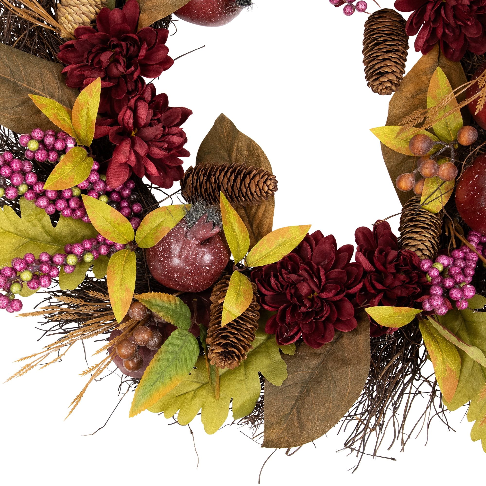 Northlight Mums and Pomegranates Artificial Fall Harvest Floral Wreath 28-Inch