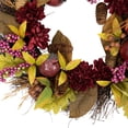 thumbnail image 3 of Northlight Mums and Pomegranates Artificial Fall Harvest Floral Wreath 28-Inch, 3 of 7