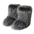 thumbnail image 2 of Hinvhai Women Faux Fur Boot Clearance,Fashion Classic Outdoor with Fur Lining Plus Size Furry Fluffy 2024 Flat Shoes Solid Color Fuzzy Snow Boot Gray 8-8.5(42), 2 of 7