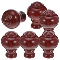 Milisten 6Pcs Brown Wood Grain Curtain Rod Finials Decorative Caps for Drapery Poles