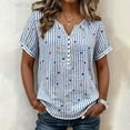 thumbnail image 7 of cocolona Womens Summer Striped Printed Tops Short Sleeve V Neck Loose Shirts Casual Pullover Blouses, 7 of 7