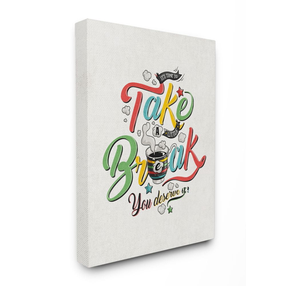 Stupell Industries Take A Break Inspirational Comic Book Word Design Canvas Wall Art by Ester Kay