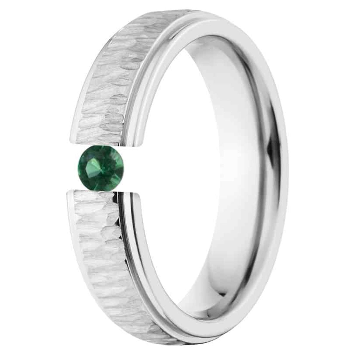 Emerald 5mm Stainless Steel Custom Tension Set Ring