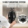 thumbnail image 5 of VEVOR Garbage Disposal, 1/2 HP 3450RPM Continuous Feed Food Waste Disposer, 3-Bolt Mount Food Waste Grinding System with Sound Reduction, Power Cord & Splash Guard for Kitchen Sinks, 5 of 9