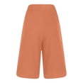 thumbnail image 4 of JSheng Women's Casual Shorts 2025 Fashion Women Summer Elastic Waist Pocket Pants Casual Button Solid Half Shorts Pant Orange S, 4 of 5