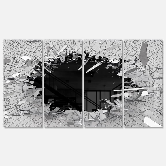 Designart 'Abstract Broken Wall 3D Design' Metal Wall Art
