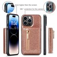 thumbnail image 4 of Dteck Zipper Wallet Case for iPhone 14 Pro Max,Premium Glitter PU Leather Case Bling Magnetic 2 in 1 Detachable Card Pocket Kickstand Shockproof Rubber Cover,Rosegold, 4 of 10
