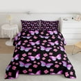 thumbnail image 2 of Homewish Cute Butterfly Kid Full Size Comforter Sets, Blossoms Flower Floral Bedding Comforter Set, Black Purple Cartoon Theme Reversible Bedding Sets, Luxury Bedroom Decor, 3-Piece, 2 of 8