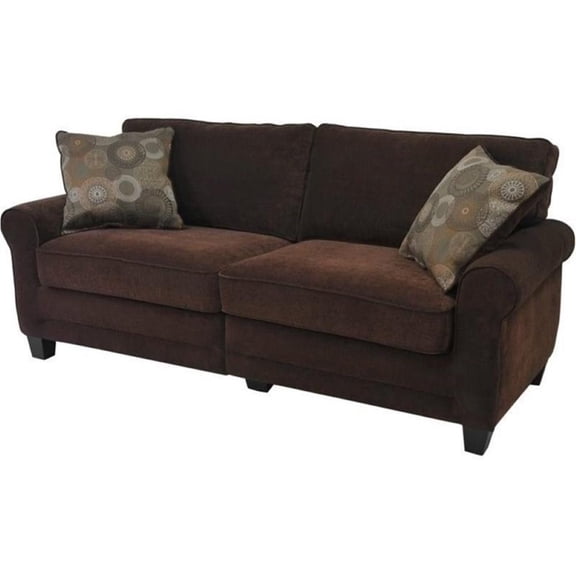 Bowery Hill Contemporary Fabric Upholstered Sofa in Rye Brown