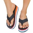 thumbnail image 4 of HNMKIU Platform Flip Flops Women Black High Heel Summer Comfortable for Wide Feet Comfy Slippers for Women Z03_Black,6, 4 of 8