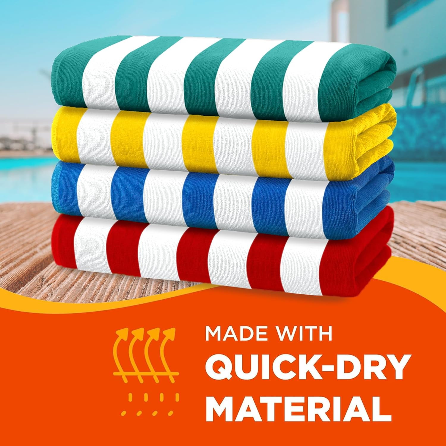Kaufman - Bright Colored Beach Towels | 100% Cotton Oversized Large Beach Towel | Cabana Striped Towels for Beach/Pool/Hot Tub | Lightweight Velour Beach Towels Set | 30" x 60" | 12 Pack