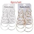 thumbnail image 2 of Conjunto de 6 pares de pendientes de aro Punk, pendientes de círculo grande, joyería para mujeres y niñas, Clip de oreja Steampunk, pendiente de estilo Punk Tan Jianjun unisex, 2 of 2