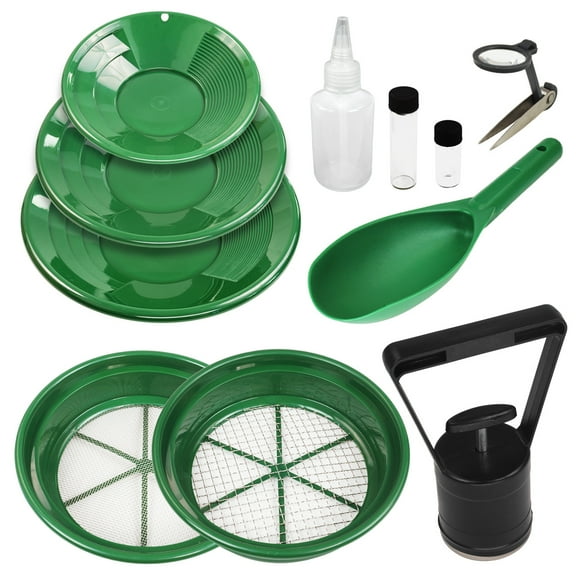 11 pc Gold Panning Set w/ Glass Vials & Tweezers