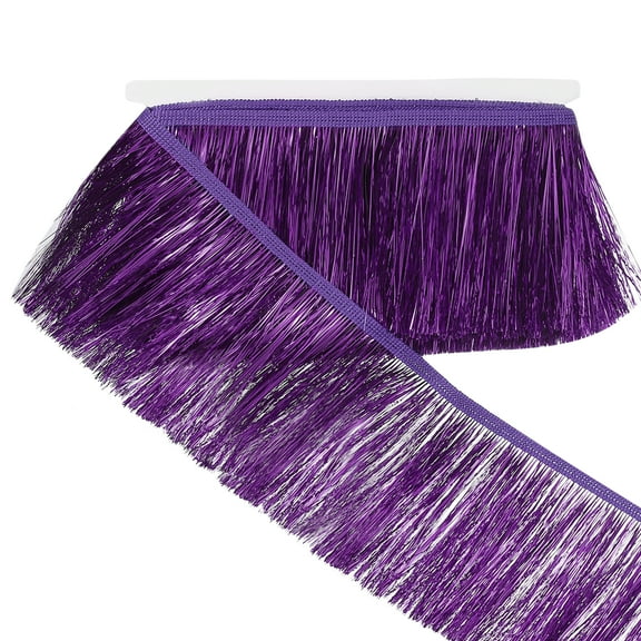 Uxcell 5.5 Yard of 4 Inch Shiny Tinsel Fringe Trim for DIY Latin Dance Costume, Deep Purple