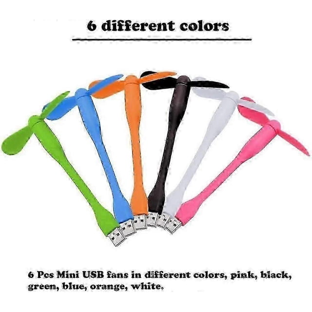 Portable Mini USB Fan - Flexible Cooler Cooling Fan for PC, Laptop, Power Bank (6Pcs)