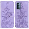 thumbnail image 2 of Compatible with OnePlus Nord N200 5G Embossed Lily Wallet Case with Card Holder PU Leather Flip Cover, 2 of 5