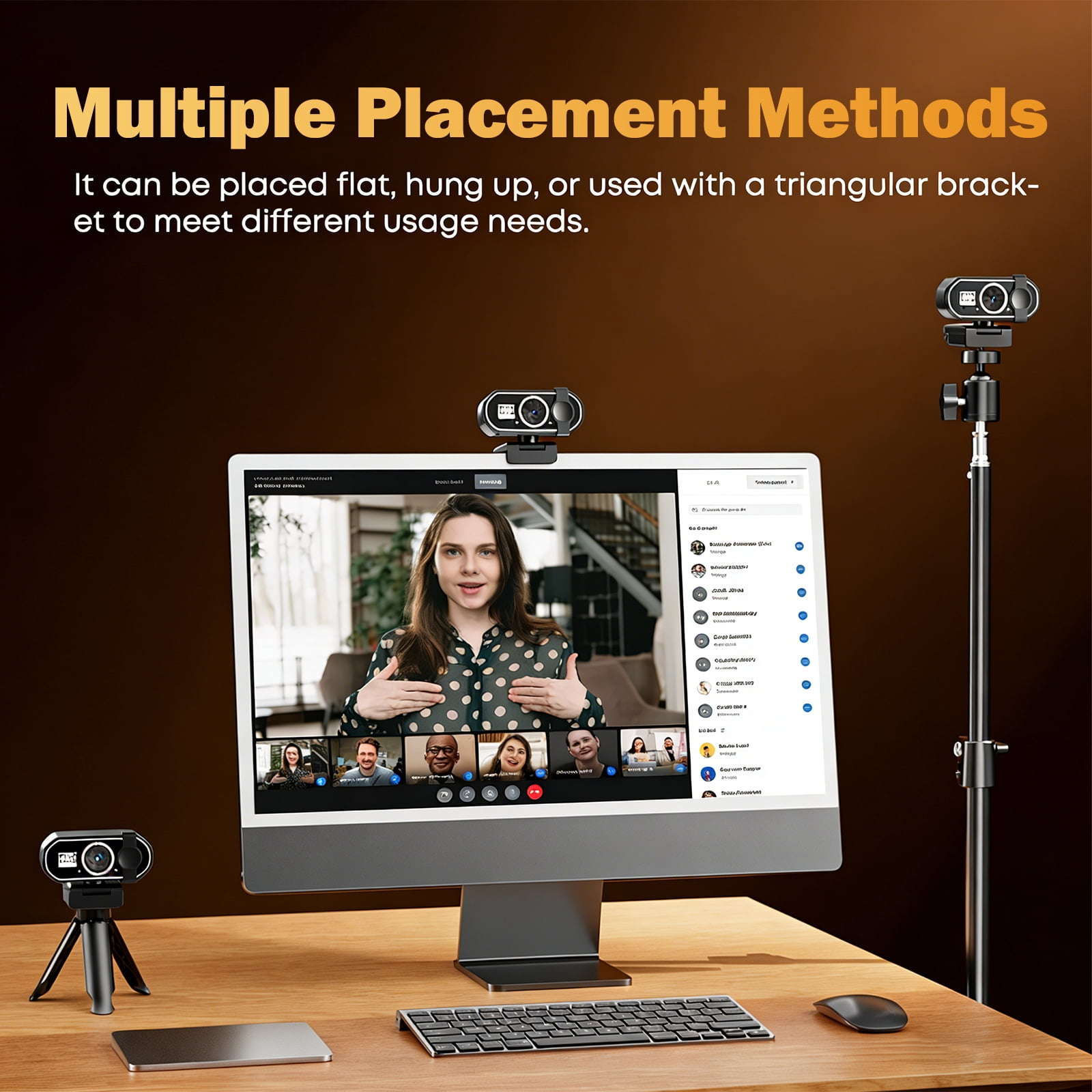 RONY HD PC Webcam with PDAF Autofocus, 120° FOV & Built-in Microphones, Plug & Play USB Webcam with Auto Light Correction for Conference Video Call Meeting Live Stream, Black