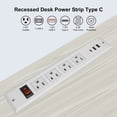 thumbnail image 3 of Recessed Power Strip with Type C 20W PD Fast Charge Desk Power Outlet 4 Outlets 2 USB and 1 USB C Built in Furniture Extension Power Plug for Dorm Office White, 3 of 6