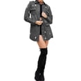 thumbnail image 3 of Women's Distressed Denim Cotton Button Up Long Military Utility Jean Jacket (Black, S), 3 of 4