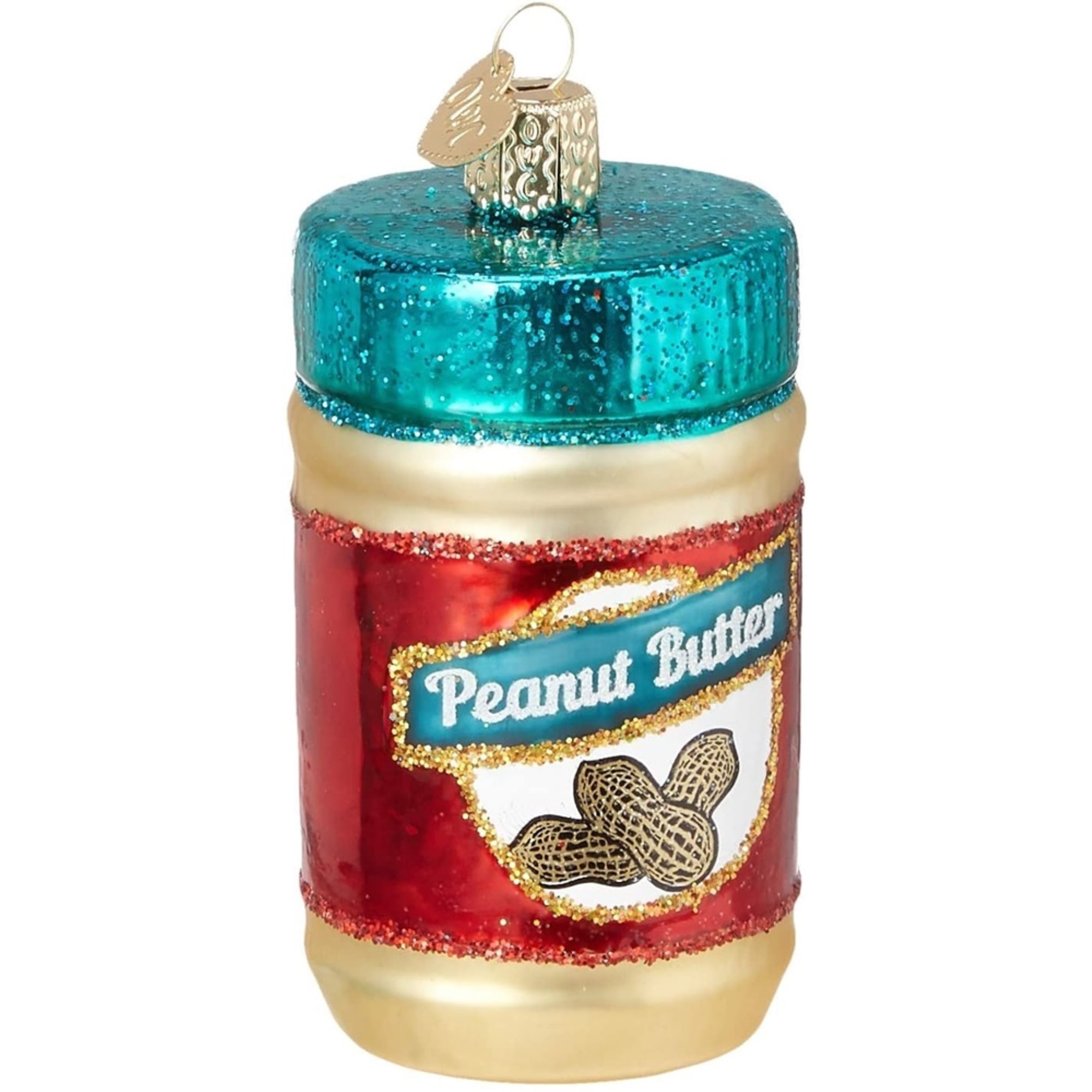 "Jar of Peanut Butter" X Old World Christmas Glass Ornament w/ OWC Box 32352 
