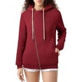 thumbnail image 2 of Jinhomg 2026 Trendy Hoodies for Women Plus Size Casual Solid Drawstring Hooded Sweatshirt Oversized Comfy Long Sleeve Zip Up Jacket with Pockets Red XXL, 2 of 5