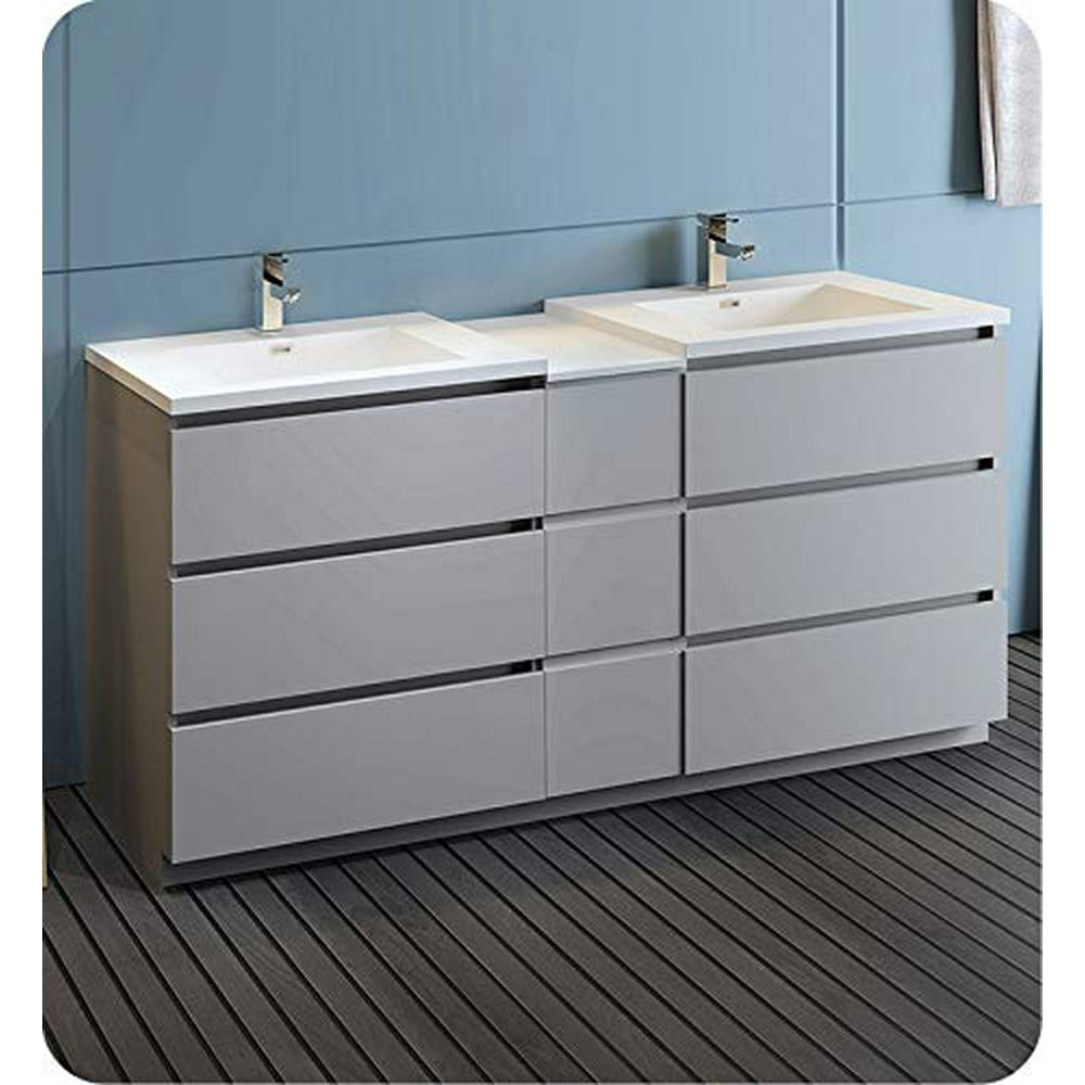 Fresca Lazzaro 72" Gray Free Standing Double Sink Modern Bathroom