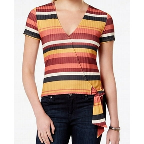 Self Esteem Juniors Striped Wrap Top Mustard Multi XS
