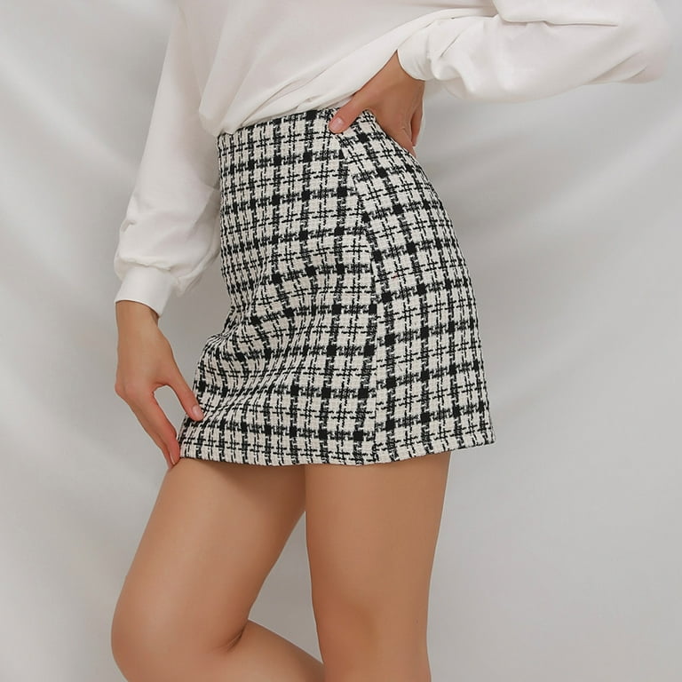 OGLCCG Women's Plaid High Waist Bodycon Mini Skirt Elegant A OGLCCG Women's Plaid High Waist Bodycon Mini Skirt Elegant A