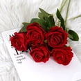 thumbnail image 2 of 10 PCS Artificial Red Roses Flowers for Valentine's Day, Realistic Blossom Roses, Real Touch Silk Rose, Single Fake Flower Long Stem Bouquets for Home Wedding Party Decoration (10Pcs, Red), 2 of 6