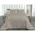 thumbnail image 2 of Ambesonne Vintage Quilted Bedspread Set 3 Pcs, Floral Design Geometric Art, Queen, Pale Taupe Tan, 2 of 4