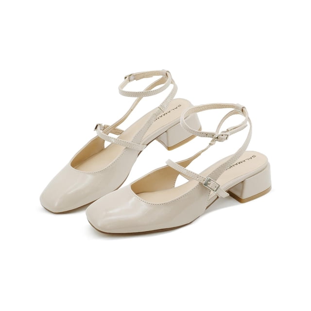 Zapatilla Elegante Salamandra Formal Vestir Charol Beige 25.5