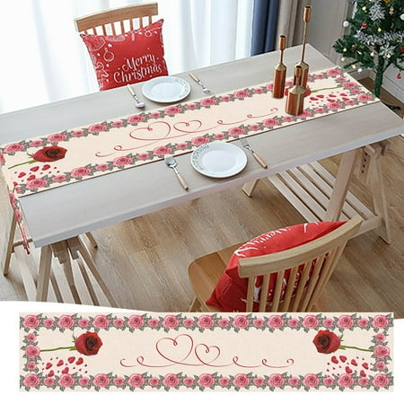 

HANXIULIN Valentine s Day Table Flag Home Decoration Printing Table Mat Encryption Linen Table Insulation Table Flag Home Decor
