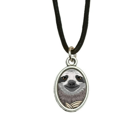2 Faces Pendant - Sloth Face Oval Charm Pendant