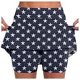 thumbnail image 2 of SUYIDA Womens Mini Skirt Casual Prints Yoga Culottes High Waist Comfortable Tight Joggers with Pocket Navy,L, 2 of 5