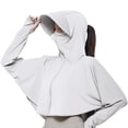 thumbnail image 3 of Women's UPF 50+ UV Sun Protection Jacket, Long Sleeve Cooling Shirt with Thumb Holes & Hood, Lightweight Breathable Performance Hoodie for Hiking, Travel, Gardening, 3 of 4
